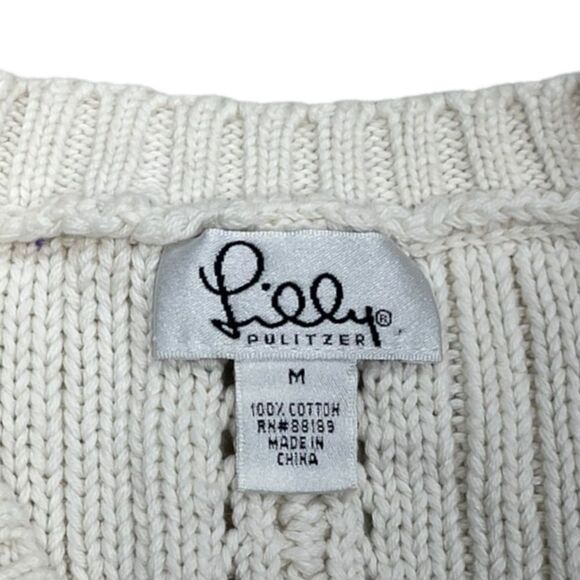 Lilly Pulitzer Cable Knit Cotton Knit Vest Size Medium - Picture 6 of 7